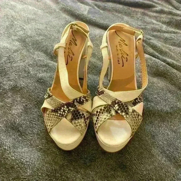 Malu made in Italy Ivory Python Heals size 40 - Picture 1 of 7